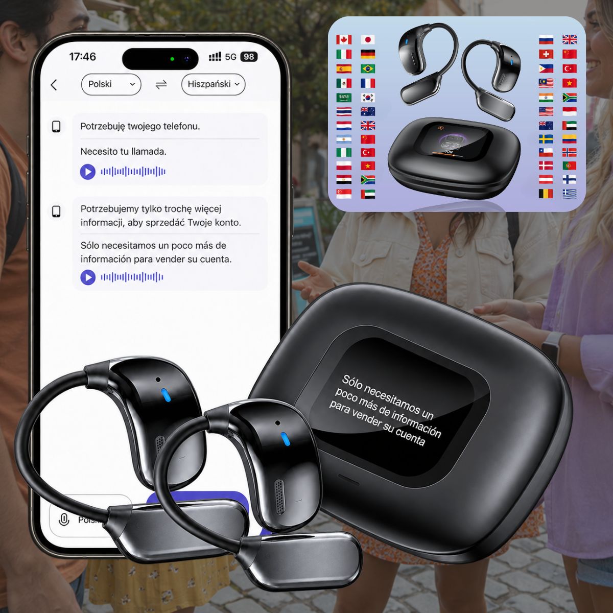 Earbuds Pro AI, słuchawki tłumaczące z etui